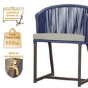 Ver imagem 4 de Mesa com 4 Cadeiras de Jantar Roma 100cm e Noronha em Aluminío Marrom Corda Nautica Estofado 3 Trama