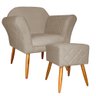 Kit Poltrona Decorativa Marcela Mais Puff Isabela Pés Palito Suede Capuccino - DS Estofados - 1