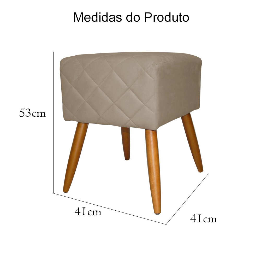 Kit Poltrona Decorativa Marcela Mais Puff Isabela Pés Palito Suede Capuccino - DS Estofados - 7