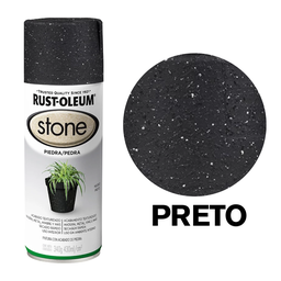 Tinta Spray Efeito Pedra Stone Cor Preto Rust Oleum - 2