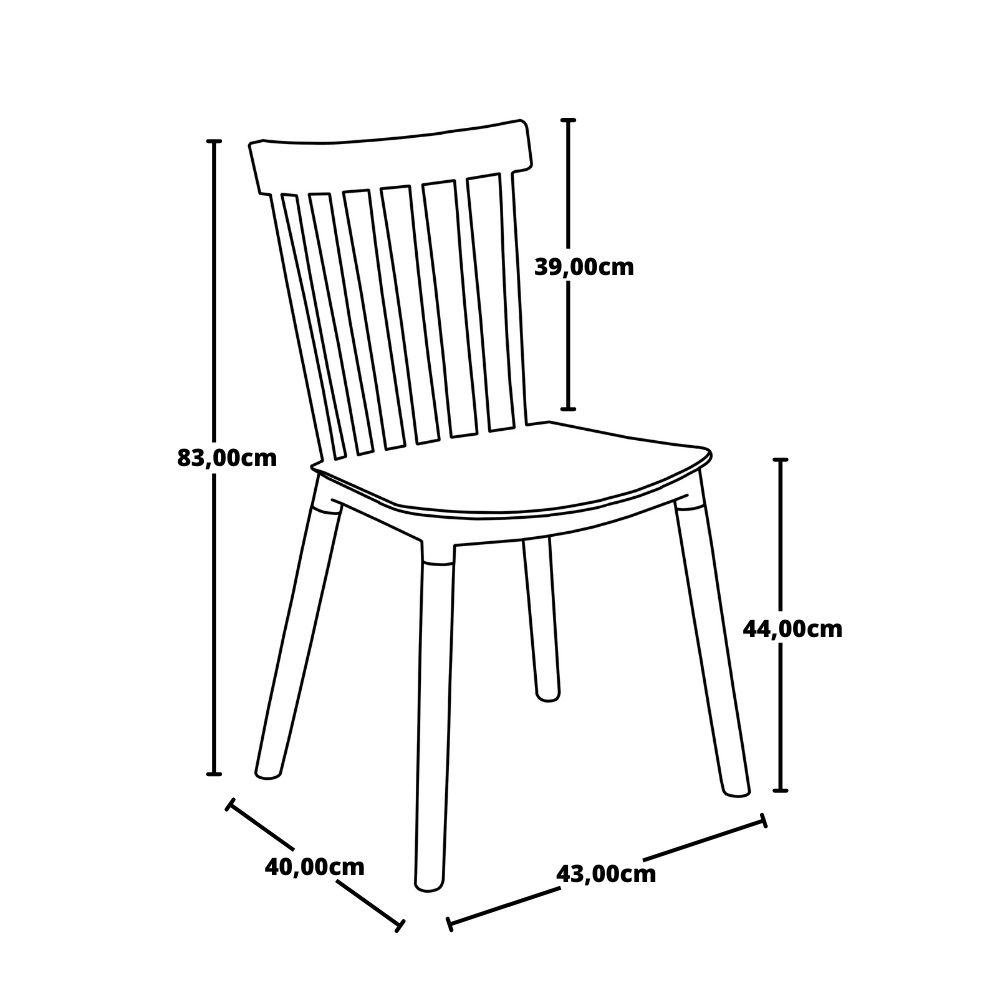 Conjunto Mesa de Jantar Inês 80cm Preta com 4 Cadeiras Windsor - Branco - 5