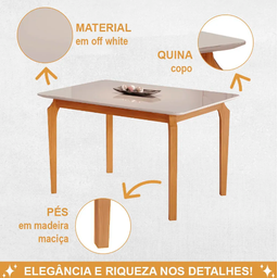 Mesa de Jantar Alegra Jcm Movelaria Cinamomo/off 1,60m - 3