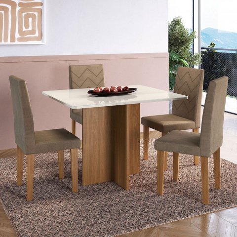 Mesa de Jantar 4 Lugares Dolphins Freijo/off White/cacau - Pnr Móveis
