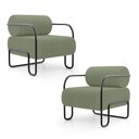 Ver imagem 1 de Kit 02 Poltronas Decorativas Orgânica Living Miska Bouclê Verde Oliva - Desk Design