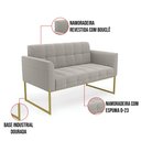 Ver imagem 3 de Sofá Namoradeira 2 Lugares Industrial Dourado Elisa Bouclê D03 - D’Rossi