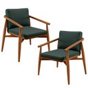 Ver imagem 1 de Kit 02 Poltronas Com Cintas De Corano Linho Verde Musgo