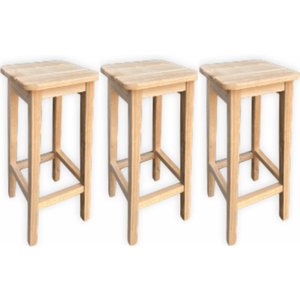 Kit 3 Banquetas Alta Reforçada de Madeira Eucalipto sem pintura