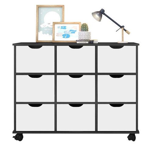 Nicho Organizador 9 Gavetas Preto Branco - Qmovi