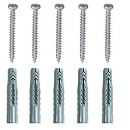Cartela com Buchas Ux10 com Aba e Parafusos Cabeça Panela com 5 Peças - 602510 - Fischer - 1