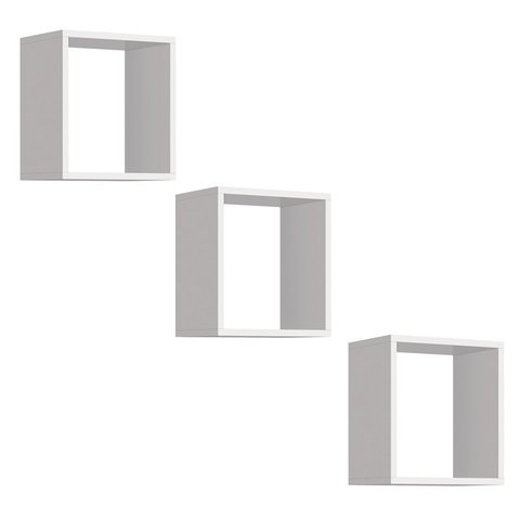 Kit 03 Nichos Quadrados 30cm Branco Decoração Sala Quarto Banheiro