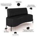 Ver imagem 4 de Sofá Chaise 2 Lugares Sala Living 160cm Pés Industrial Cayman K01 Couríssimo Preto - Lyam Decor