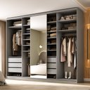 Ver imagem 4 de Guarda-roupa Closet Casal 100% Mdf Bp 277,7cm com 1 Porta Espelho 6 Gavetas Sion