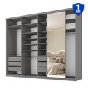 Ver imagem 4 de Guarda-Roupa Closet Casal 100% MDF BP 277,7cm com 1 Porta Espelho 6 Gavetas Sion Cinza/Urbi