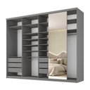 Ver imagem 2 de Guarda-Roupa Closet Casal 100% MDF BP 277,7cm com 1 Porta Espelho 6 Gavetas Sion Cinza/Urbi