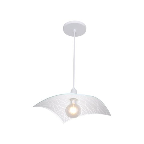 Lustre Pendente Vitro Quadrado 28cm Aramado Branco - 1237 Med Br