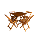 Ver imagem 1 de Conjunto Mesa Dobrável 70x70 Tampo Mdf e 4 Cadeiras Dobrável Retrátil:imbuia