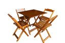 Ver imagem 1 de Conjunto Mesa Dobrável 70x70 Tampo Mdf e 4 Cadeiras Dobrável Retrátil:imbuia