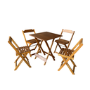 Ver imagem 2 de Conjunto Mesa Dobrável 70x70 Tampo Mdf e 4 Cadeiras Dobrável Retrátil:imbuia
