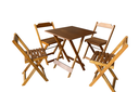 Ver imagem 2 de Conjunto Mesa Dobrável 70x70 Tampo Mdf e 4 Cadeiras Dobrável Retrátil:imbuia