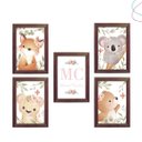 Ver imagem 1 de Kit 5 Quadros Decorativos Safari Baby Aquarela Menina:tabaco