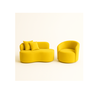 Conjunto 01 Poltrona + Sofá Curvo Orgânico Nature Gaia Suede Amarelo - Montanaris Decor - 1