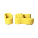 Ver imagem 2 de Conjunto 01 Poltrona + Sofá Curvo Orgânico Nature Gaia Suede Amarelo - Montanaris Decor