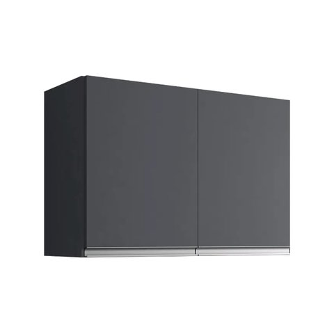 Armário Aéreo Cozinha Andréia 2 Portas 80 Cm Cinza Fosco Ajl Móveis