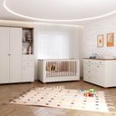 Ver imagem 1 de Quarto Completo Berço Evolutivo Cômoda e Guarda Roupa Ananda Casatema MadeiraOriginals Bege/Off White/Mel