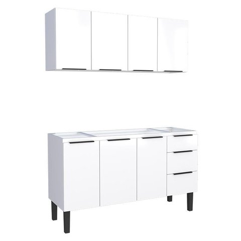Cozinha Completa Gabinete Para Pia 150cm e Armário Aéreo Jupter Cozimax Branco