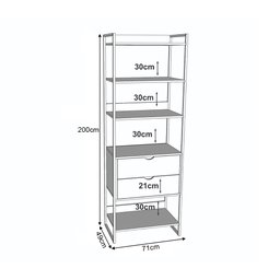 Closet Industrial Casal Completo Loft Preto 4 Módulos Cabideiro com Gavetas Ferro Preto - 4
