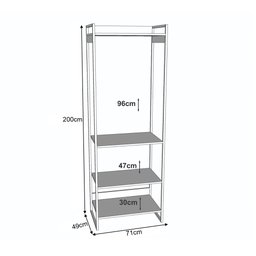 Closet Industrial Casal Completo Loft Preto 4 Módulos Cabideiro com Gavetas Ferro Preto - 5