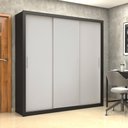 Ver imagem 1 de Guarda-Roupa Casal com 3 Portas de Correr e 4 Gavetas 186cm Multimóveis CR35573 Preto/Off White