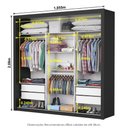 Ver imagem 4 de Guarda-Roupa Casal com 3 Portas de Correr e 4 Gavetas 186cm Multimóveis CR35573 Preto/Off White