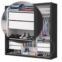 Ver imagem 3 de Guarda-Roupa Casal com 3 Portas de Correr e 4 Gavetas 186cm Multimóveis CR35573 Preto/Off White