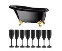 Ver imagem 1 de Kit Champanheira Grande Banheira P/ 8 Garrafas + 8 Taças:preto