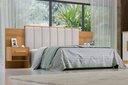Ver imagem 1 de Cabeceira para Cama de Casal Ripada Irís 140cm Estofada com 2 Mesas de Cabeceira D Doro Cinamomo/rip