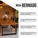 Ver imagem 2 de Mesa Bernardo 2,20m Madeira Maciça com Pés de Ferro Preto Industrial para Área Externa e Interna