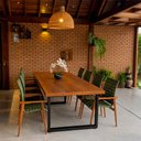Ver imagem 6 de Mesa Bernardo 2,20m Madeira Maciça com Pés de Ferro Preto Industrial para Área Externa e Interna