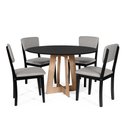 Ver imagem 1 de Mesa de Jantar Redonda Montreal Pret/jade com 4 Cadeiras Estofadas Ella Preto/cinza Claro
