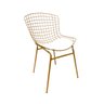 Cadeira para Cozinha Bertoia cor Dourado Fosco assento branco tubular Poltronas do Sul - 1