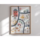 Ver imagem 5 de Kit 3 Quadros Estrada Carros Trem Ônibus Caminhão Quarto Infantil Bebê
