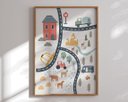 Ver imagem 5 de Kit 3 Quadros Estrada Carros Trem Ônibus Caminhão Quarto Infantil Bebê