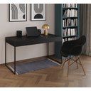 Ver imagem 1 de Escrivaninha Home Office Estilo Industrial Malta Preta 137x53cm Ferro Preto com 1 Poltrona Preta Eam