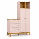 Ver imagem 2 de Kit Quarto de Bebê Flora Guarda Roupa Cômoda Berço Mini Cama Colchão 130x70 D18 Qmovi