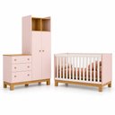 Ver mais imagens de Kit Quarto de Bebê Flora Guarda Roupa Cômoda Berço Mini Cama Colchão 130x70 D18 Qmovi