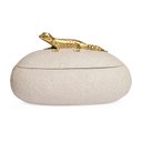 Ver imagem 1 de Pote Decorativo Lagartixa em Poliresina Dourado 25cm 21032 Mart