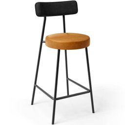 Kit 02 Banquetas Baixa Cozinha Sala Jantar Bancada Milão L02 Couríssimo Preto Whisky - lyam - 3