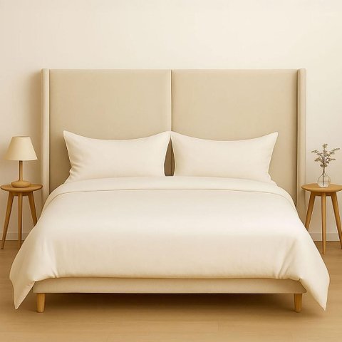 Cabeceira Cama Queen 176 Cm Estofada Linho ou Veludo Editável Cor:veludo Luxor Creme
