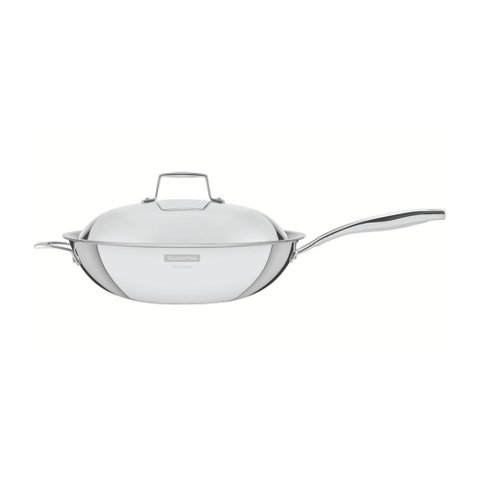 Panela Wok Grano 32 Cm 5,2 L em Aço Inox com Corpo Triplo e Revestimento Interno Antiaderente Tramon