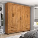 Ver imagem 1 de Guarda-Roupa 6 Portas 4 Gavetas com Pés Genova Marrom/Cinamomo
